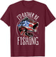 Fishing Shirt USA Flag Fish | I'd Rather Be Fishing T-Shirt - T-Shirt | Maroon