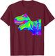 EDM T Rex Tyrannosaurus Rex | Rainbow Rave Dinosaur T-Shirt - T-Shirt | Maroon
