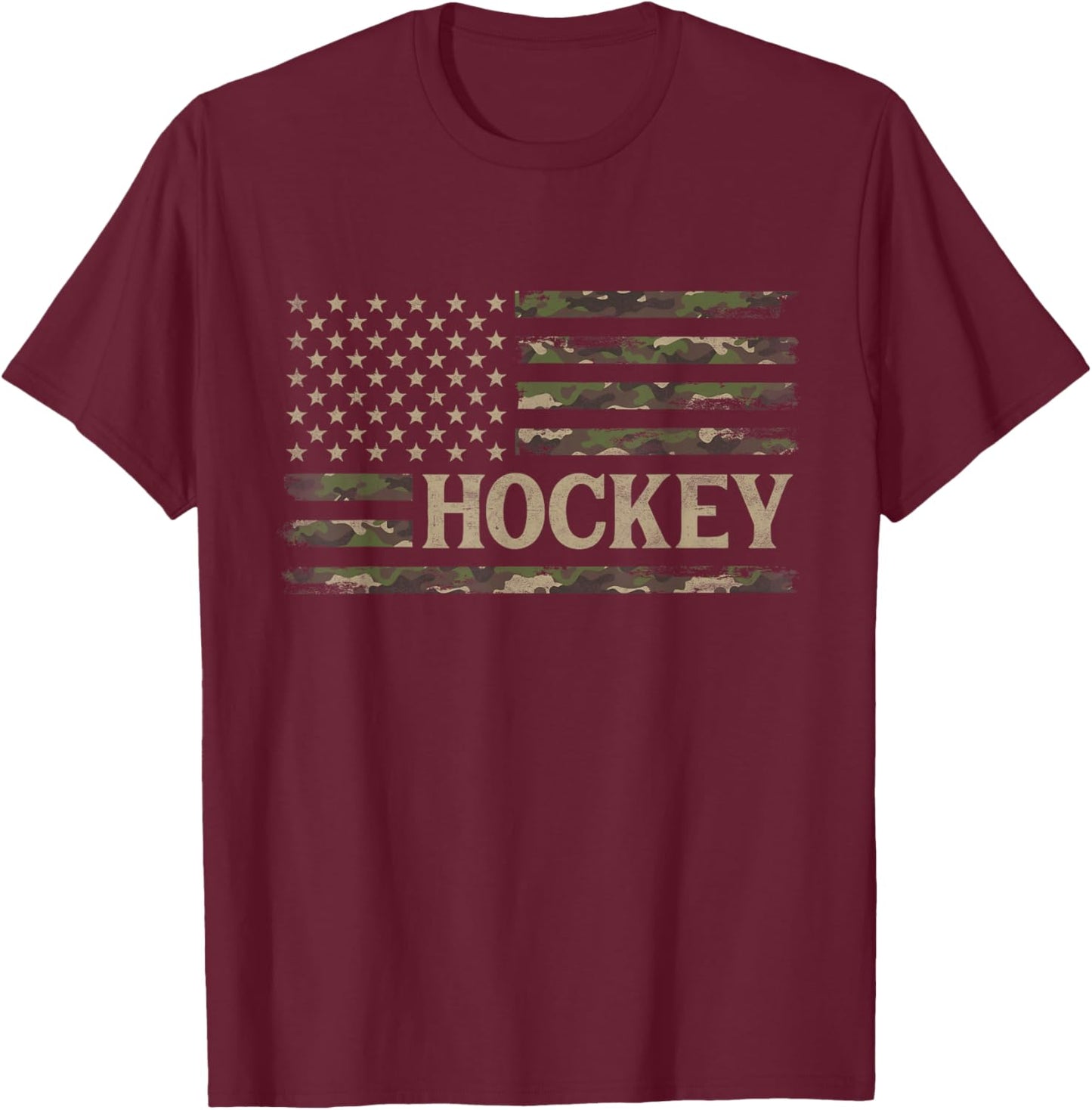 Camo Hockey Camourflage USA Flag Player Coach T-Shirt - T-Shirt | Maroon
