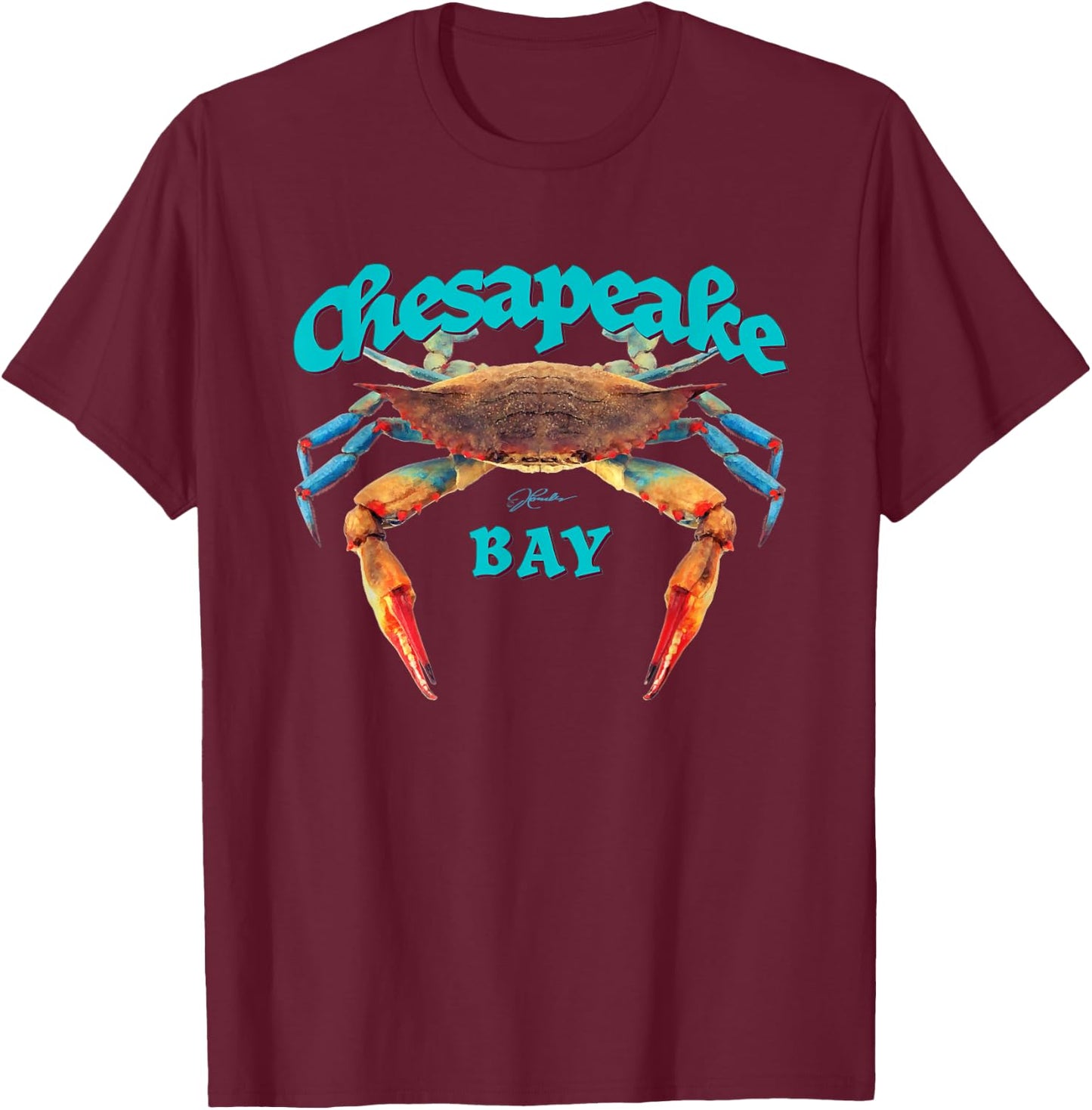 JCombs: Chesapeake Bay Blue Crab T-Shirt - T-Shirt | Maroon