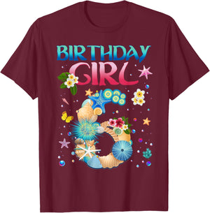 6 Years Old Birthday Girl Adventures In Oceania 6th Birthday T-Shirt - T-Shirt | Maroon