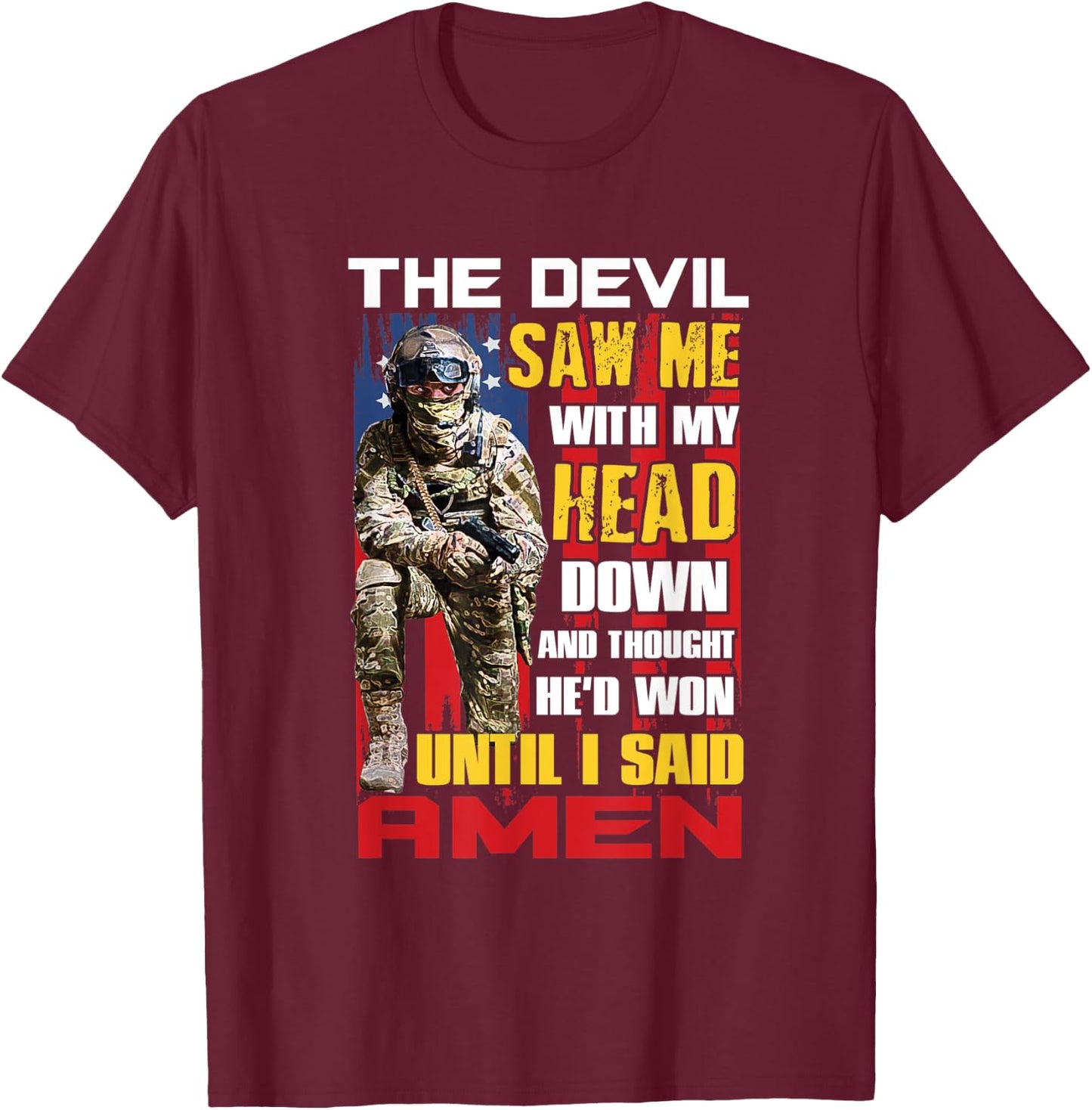 Veteran Shirt Until I Said Amen Men Women Soldiers Gift T-Shirt - T-Shirt | Maroon