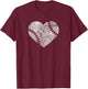 I Love Baseball Distressed Vintage Heart Graphic T-Shirt - T-Shirt | Maroon
