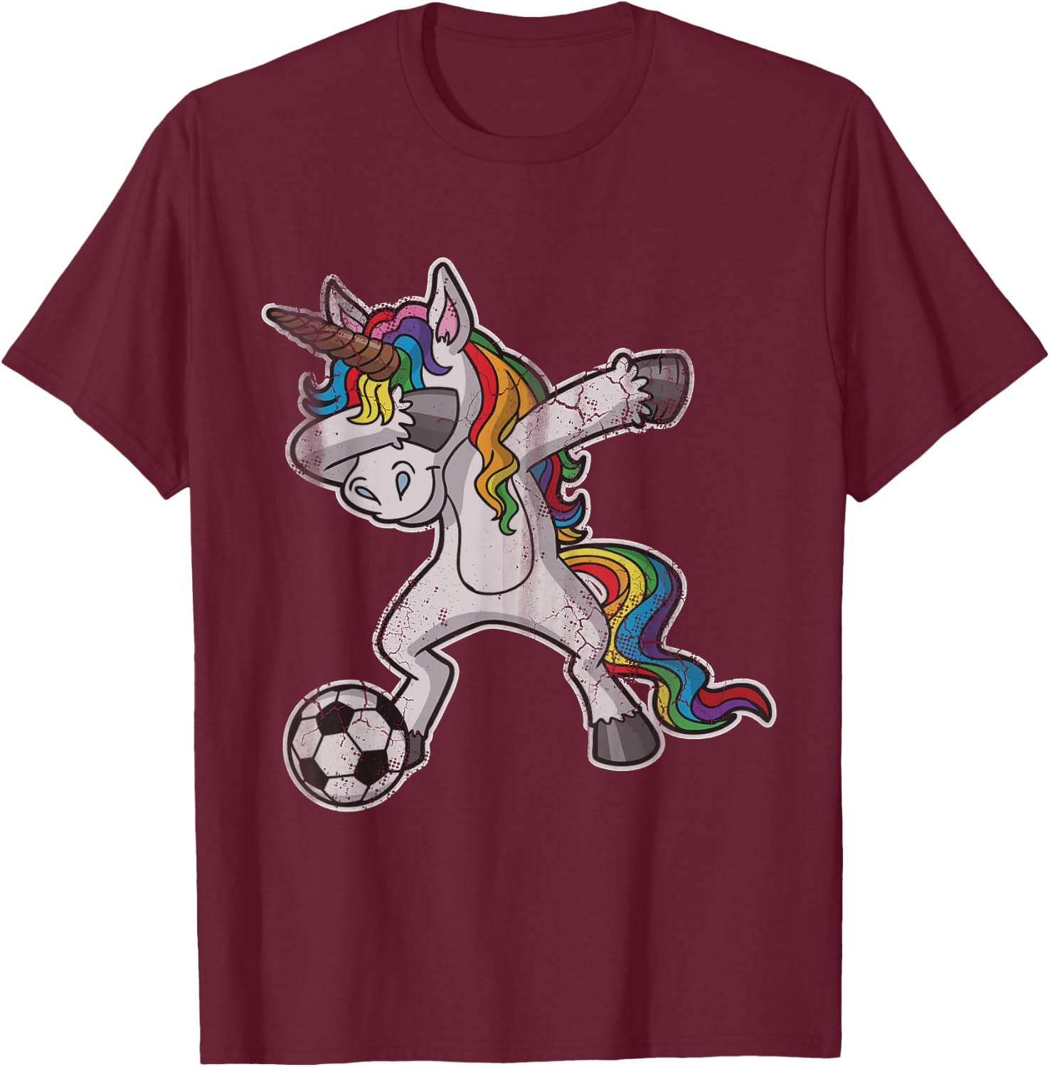 Unicorn Girls Soccer Player Dabbing Mom Kids Women T-Shirt - T-Shirt | Maroon