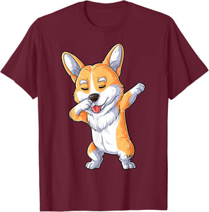 Dabbing Corgi T Shirt Boys Kids Dog Lover Dab Dance Gifts T-Shirt - T-Shirt | Maroon