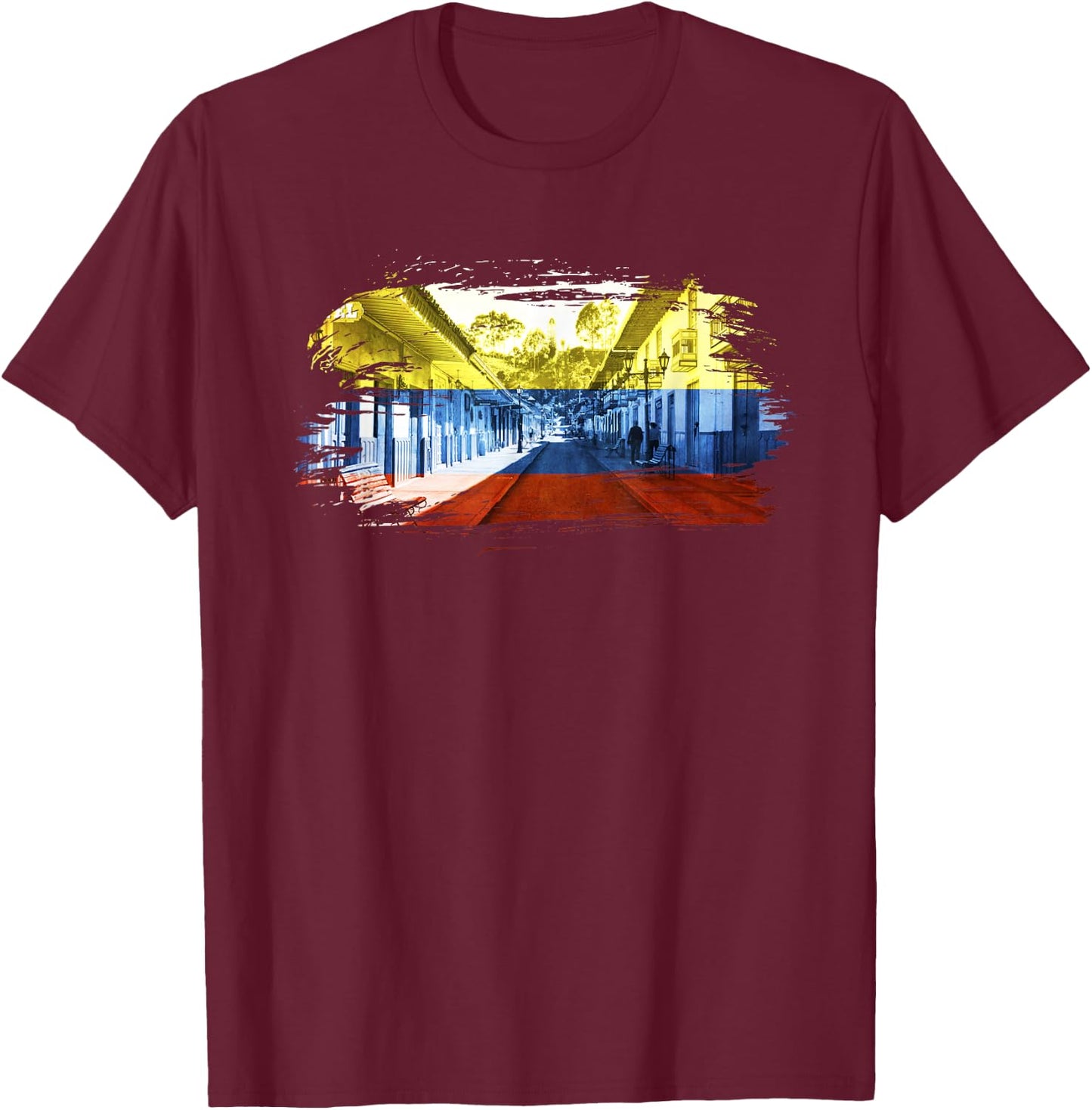 Colombian Flag with Colombian Art Gift Paisa Medellin T-Shirt - T-Shirt | Maroon