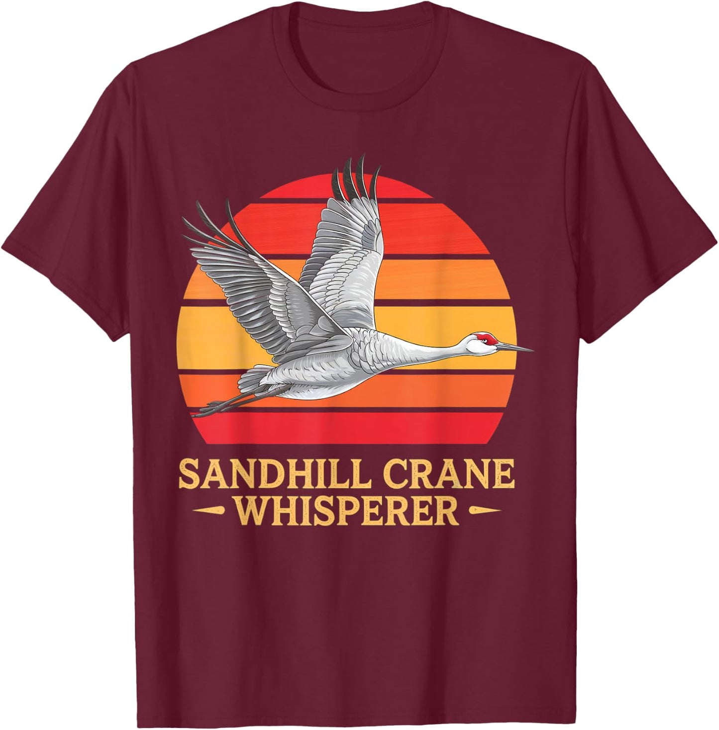 Sandhill Crane – Majestic Bird Lover Design T-Shirt - T-Shirt | Maroon
