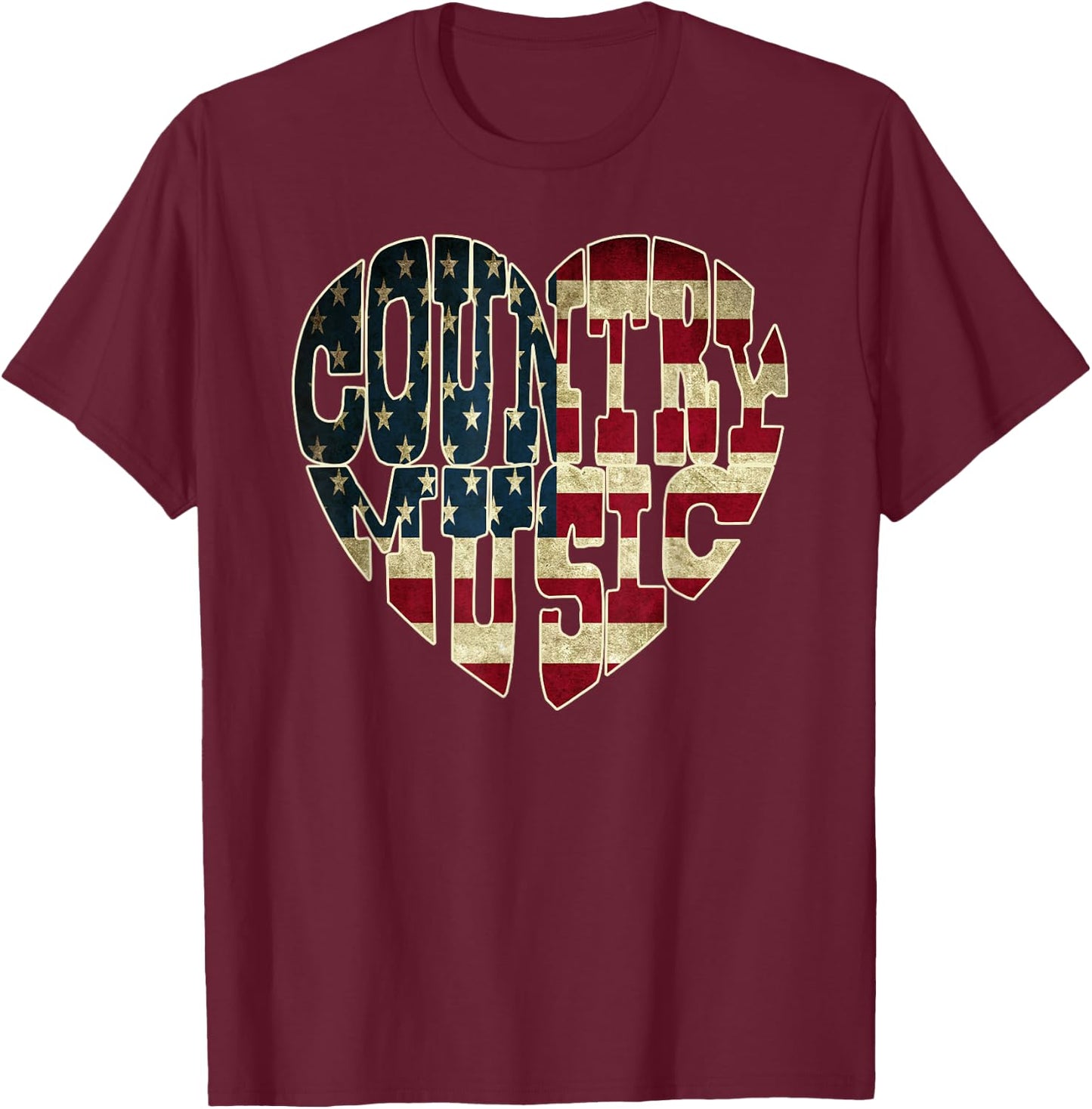 I Love America Country Music Patriotic Shirt USA Flag Kids Men T-Shirt - T-Shirt | Maroon