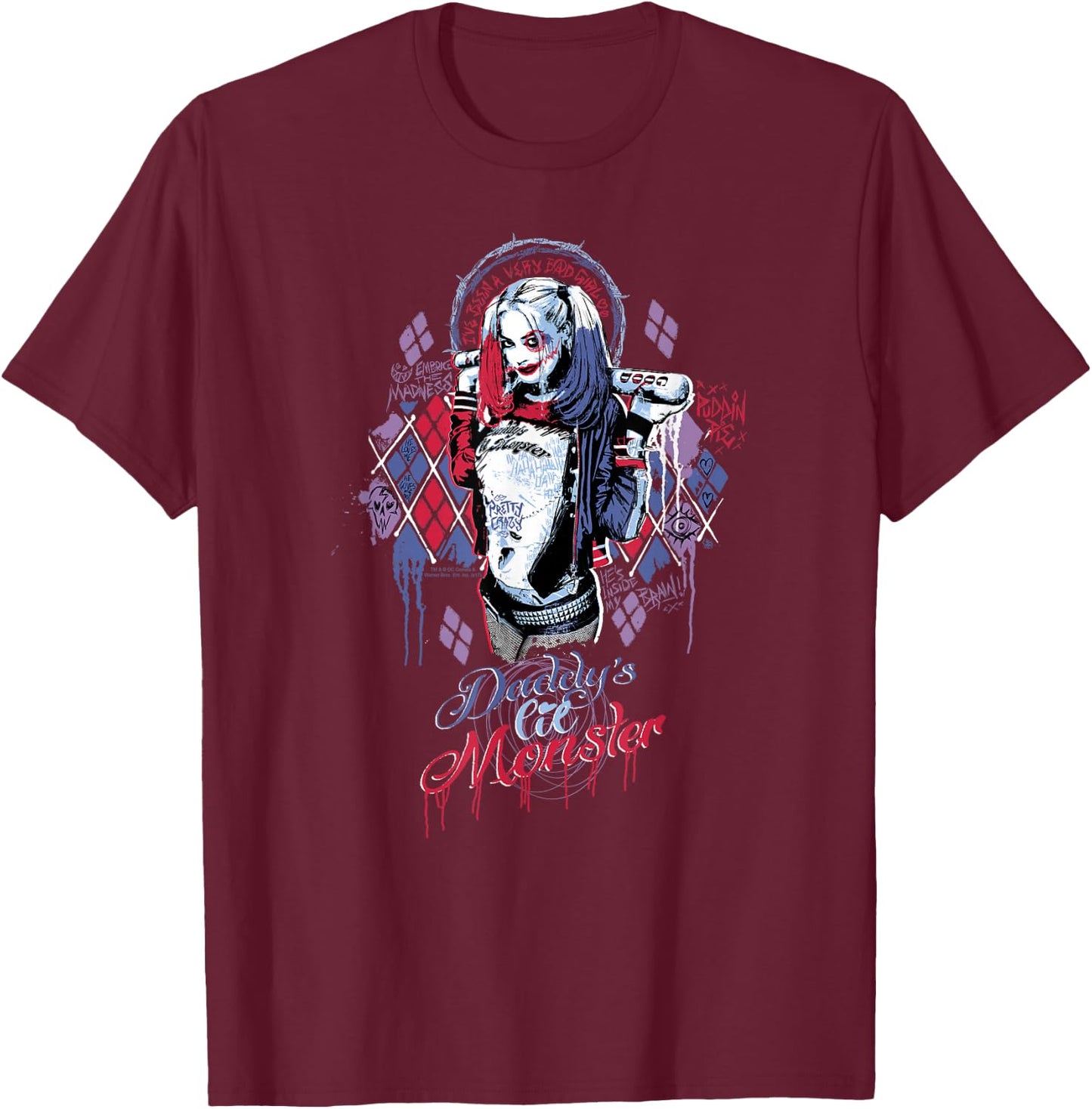 Suicide Squad Harley Quinn Bad Girl T-Shirt - T-Shirt | Maroon