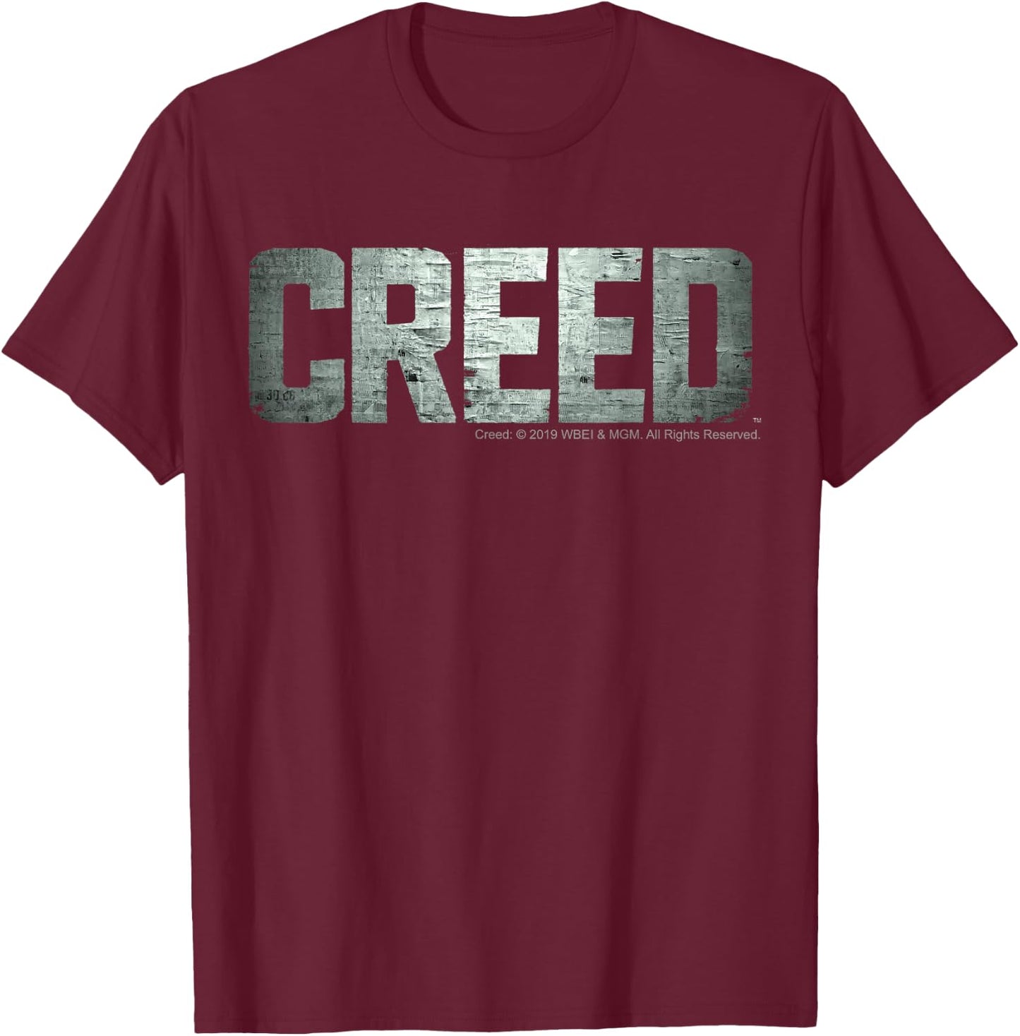 Creed Distressed Silver Movie Logo T-Shirt - T-Shirt | Maroon