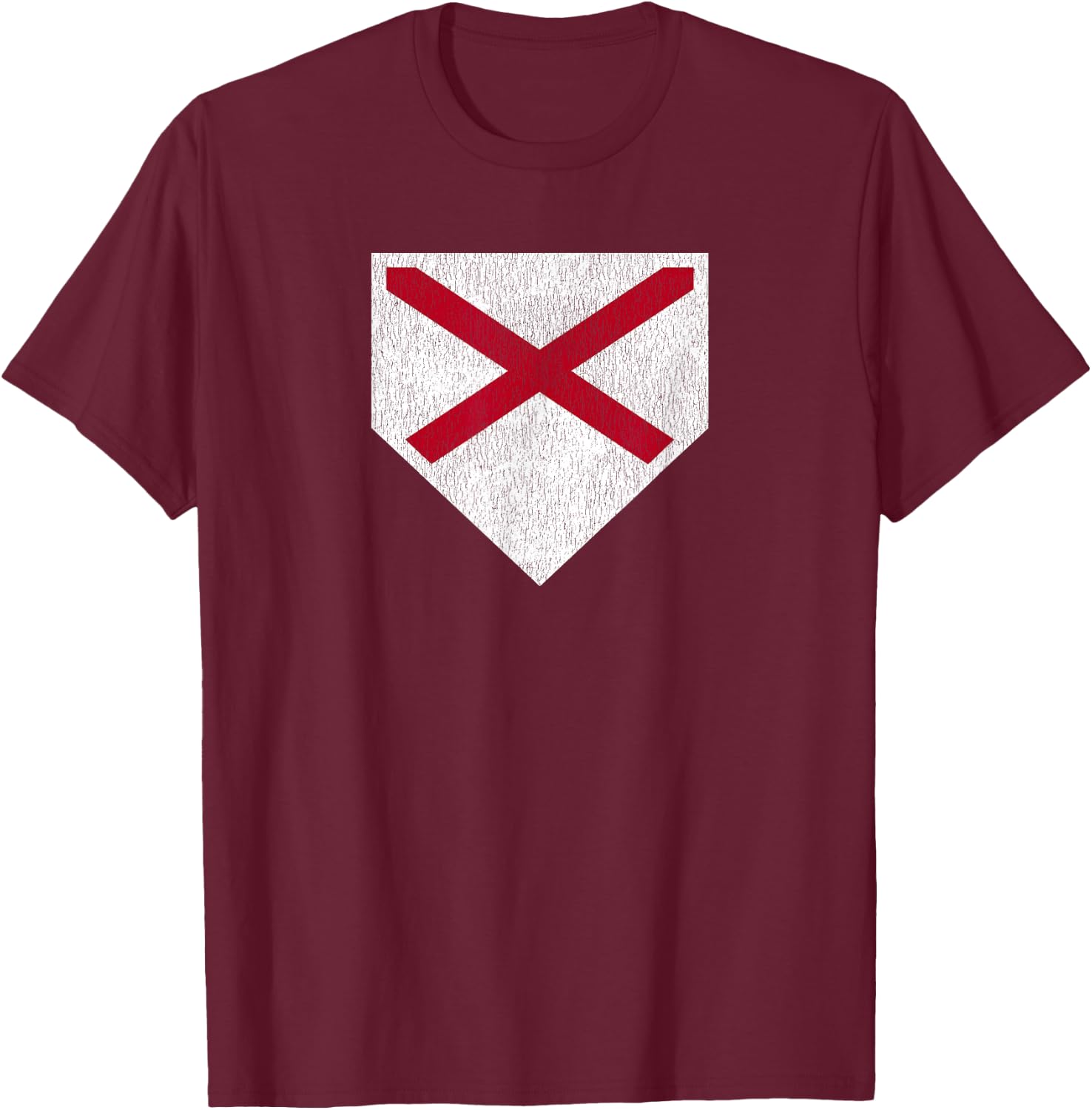 Vintage Baseball Home Plate With Alabama State Flag T-Shirt - T-Shirt | Maroon