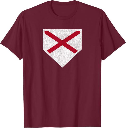 Vintage Baseball Home Plate With Alabama State Flag T-Shirt - T-Shirt | Maroon