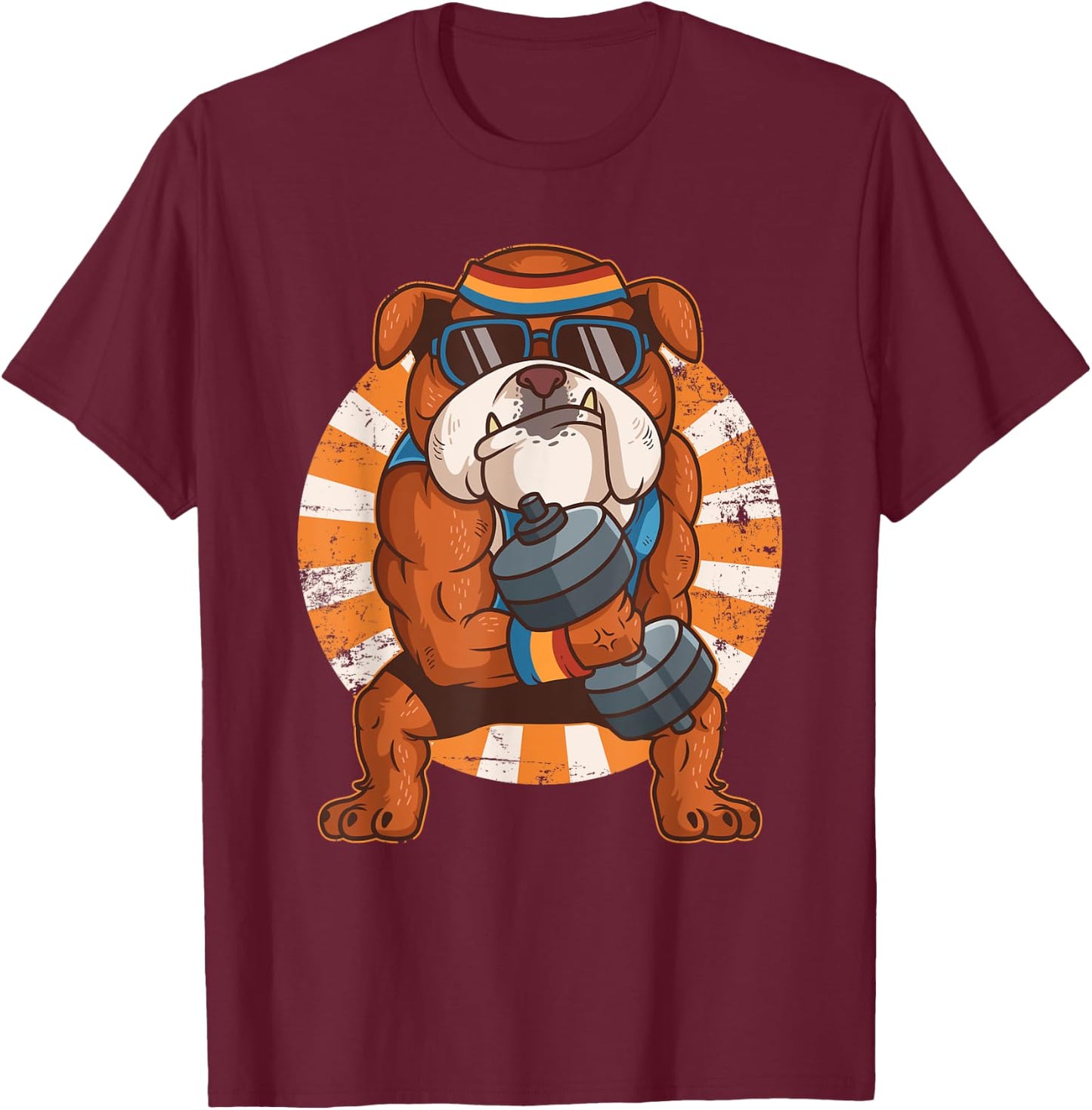 Bulldog Weight Lifting Workout Gym Training Dog Lovers Women Kids T-Shirt - T-Shirt | Maroon
