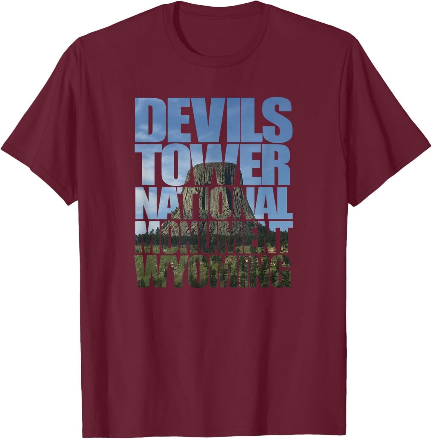 Devils Tower National Monument Wyoming USA Souvenir T-Shirt - T-Shirt | Maroon