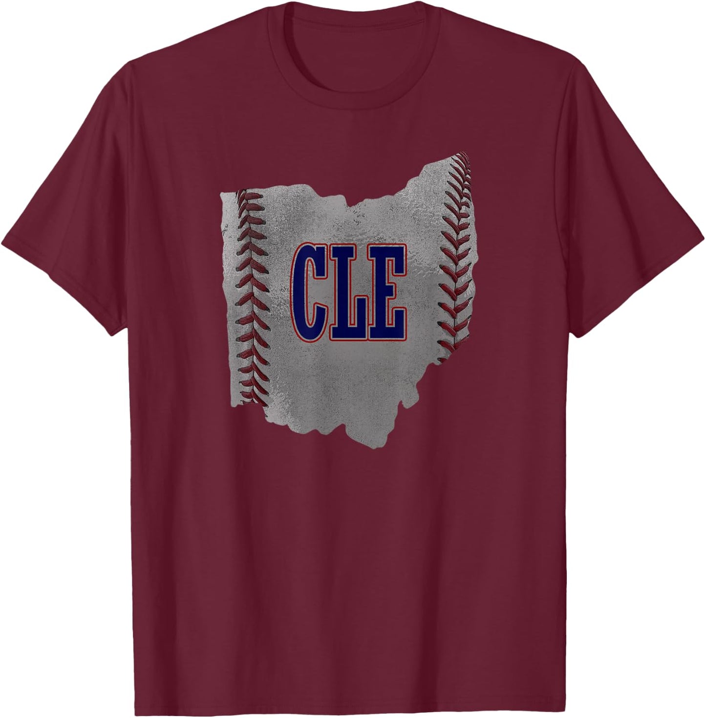 Cleveland Ohio Baseball Distressed Shirt With Co T-Shirt - T-Shirt | Maroon