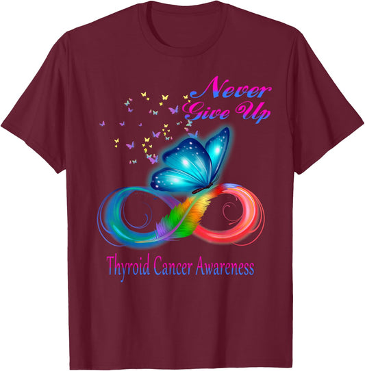 Butterfly Thyroid Cancer Awareness T-Shirt - T-Shirt | Maroon