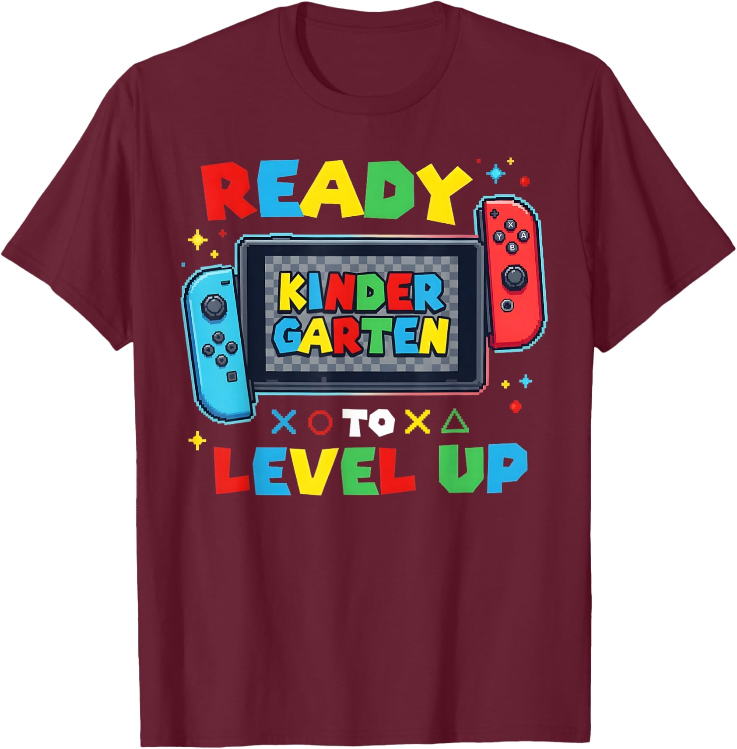 Ready to Level Up Gamer Kindergarten Boys Back to School T-Shirt - T-Shirt | Maroon
