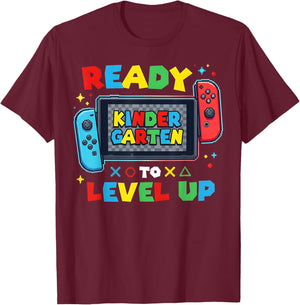Ready to Level Up Gamer Kindergarten Boys Back to School T-Shirt - T-Shirt | Maroon