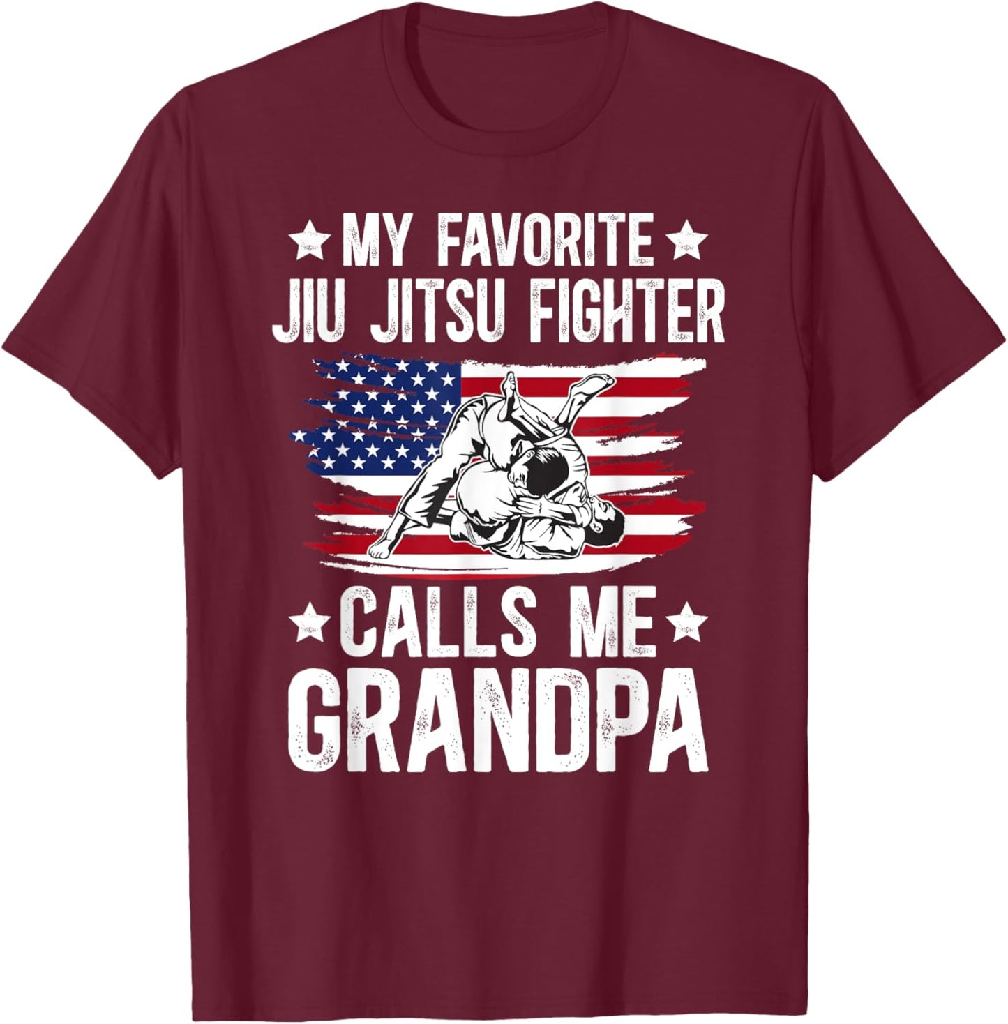 Proud Jiu-Jitsu Fighter Grandpa Brazilian Jiu-Jitsu Grandpa T-Shirt - T-Shirt | Maroon