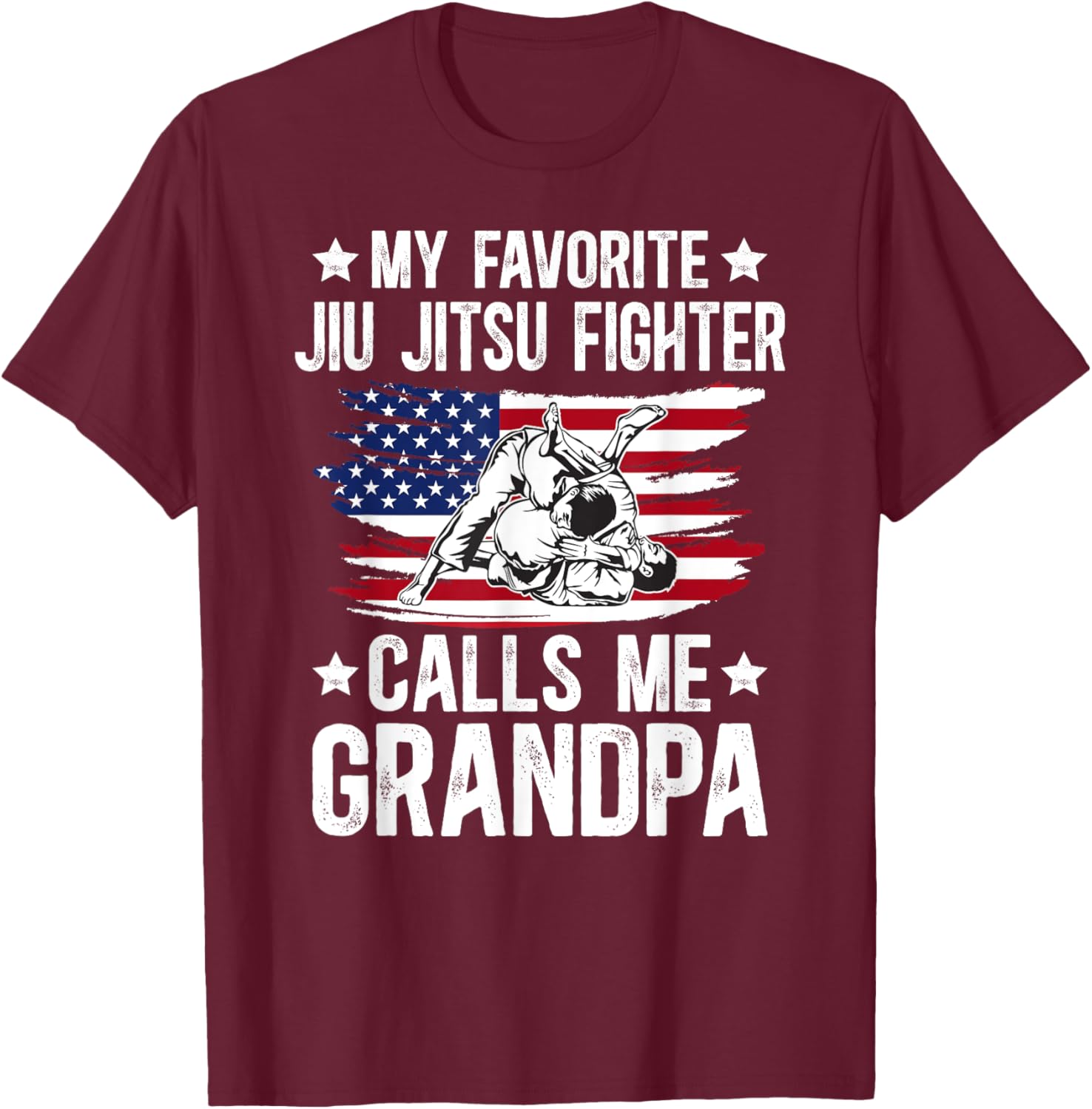 Proud Jiu-Jitsu Fighter Grandpa Brazilian Jiu-Jitsu Grandpa T-Shirt - T-Shirt | Maroon