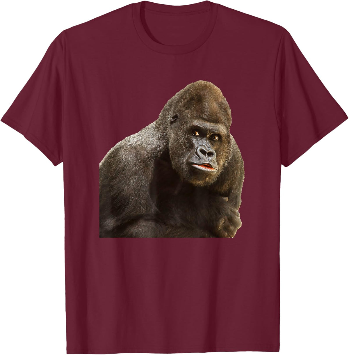 GORILLA APE T SHIRT Wildlife Zoo Animals Prints Preservation T-Shirt - T-Shirt | Maroon