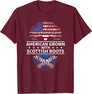 American Grown Scottish Roots Scotland Gift T-Shirt - T-Shirt | Maroon