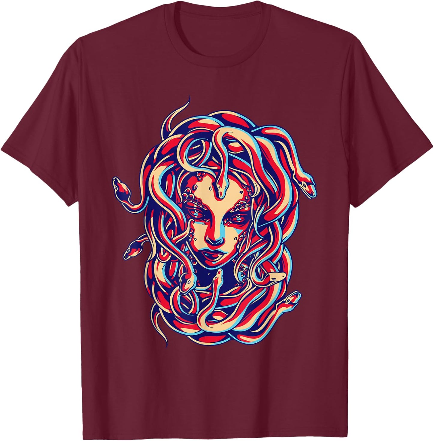 Medusa Head Snake Hair Greek Mythology Gift T-Shirt - T-Shirt | Maroon