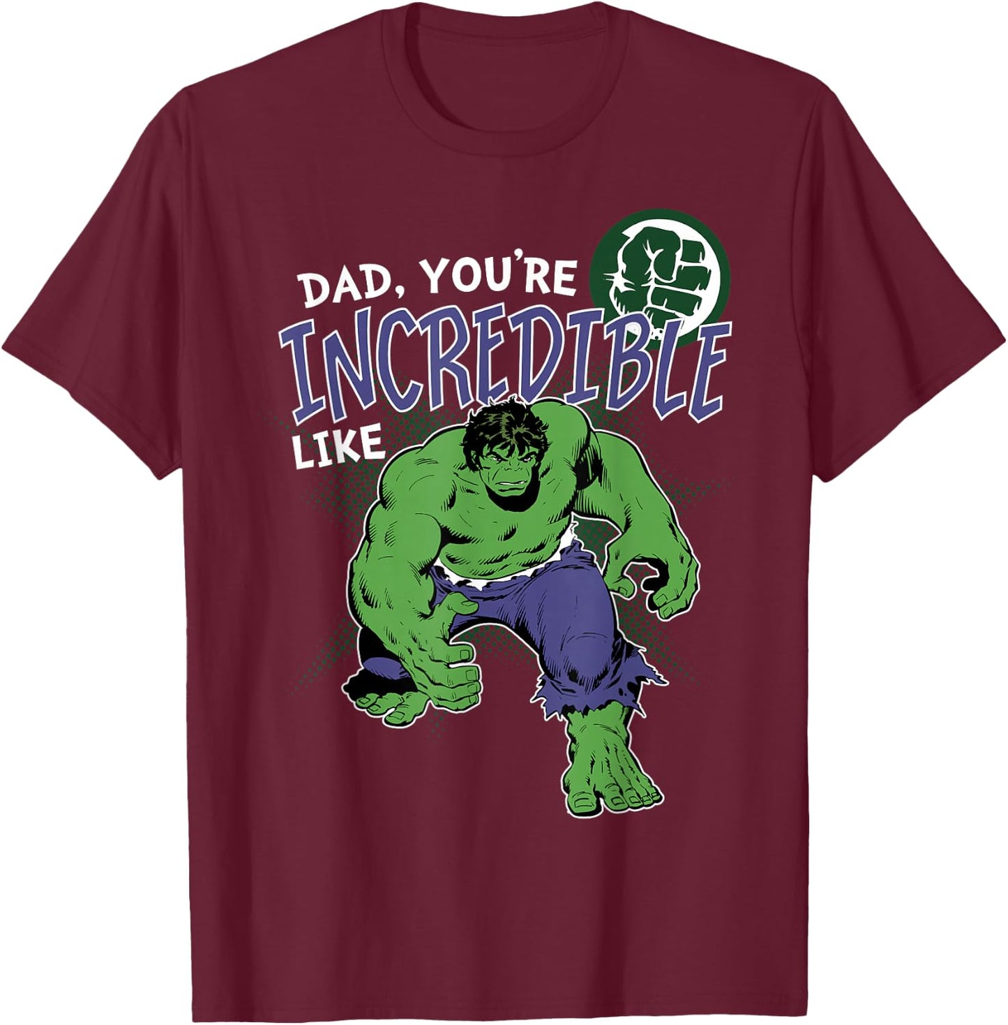 Marvel Hulk Incredible Dad Father's Day T-Shirt - T-Shirt | Maroon