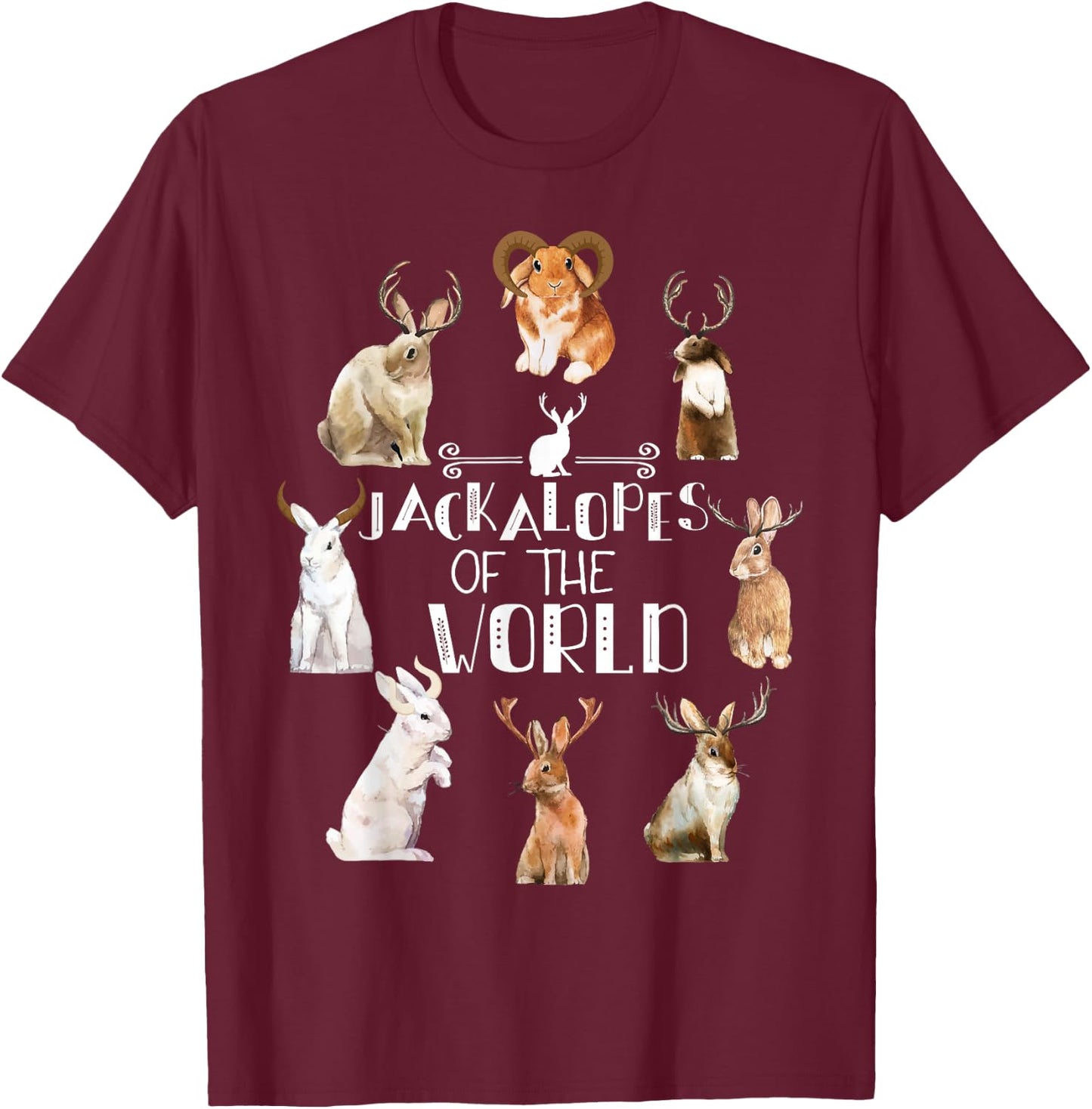 Jackalope T shirt Cryptozoology Camping Rabbit Bunny Gift T-Shirt - T-Shirt | Maroon