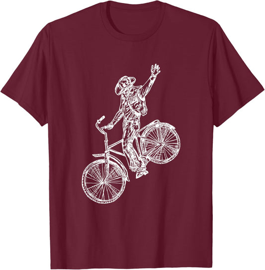 Cowboy Cycling Bicycle Funny Biker Biking Riding Bike T-Shirt - T-Shirt | Maroon