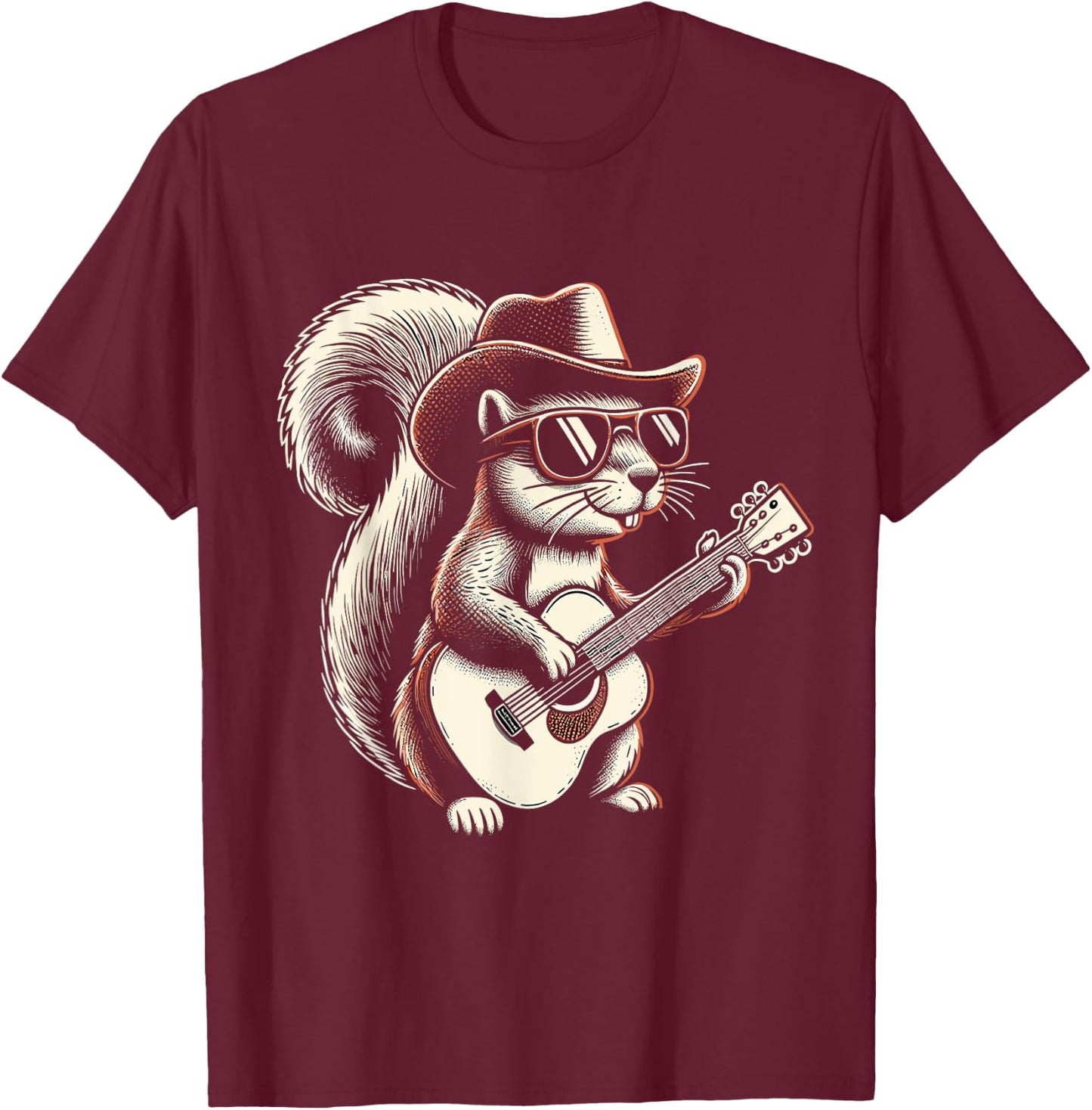 Squirrel Playing Guitar T-Shirt - T-Shirt | Maroon