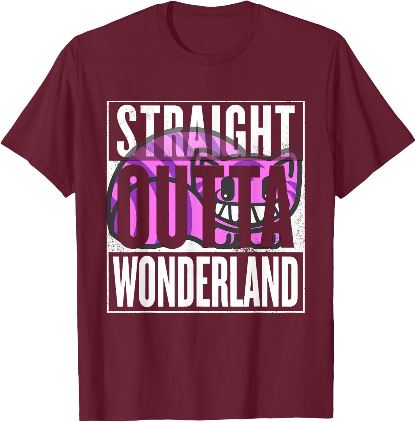 Straight Outta Wonderland Cheshire - Cat Women Kids T-Shirt - T-Shirt | Maroon