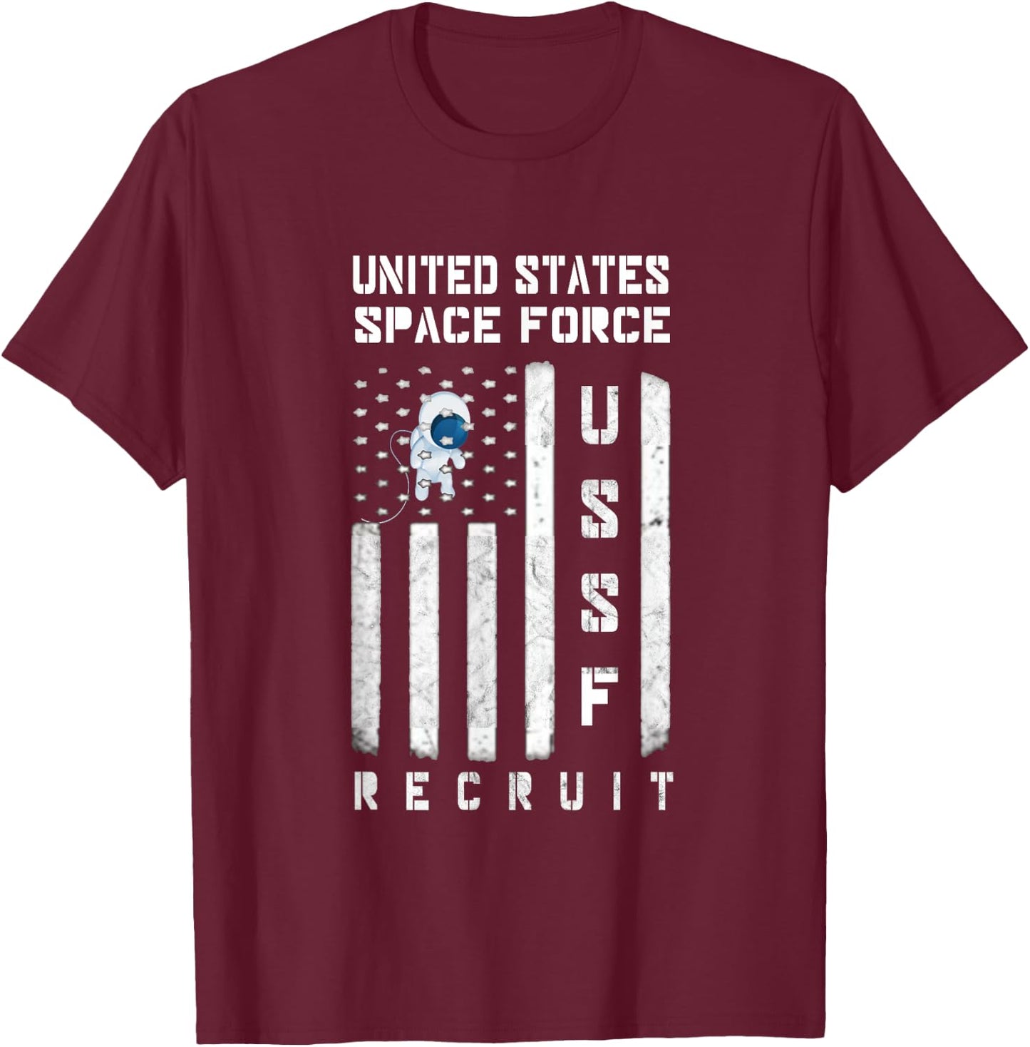 US Space Force Science Fiction Recruit Flag T-Shirt - T-Shirt | Maroon
