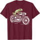 Vintage Frog Motorcycle Biker Funny Frog Riding Motorcycle T-Shirt - T-Shirt | Maroon