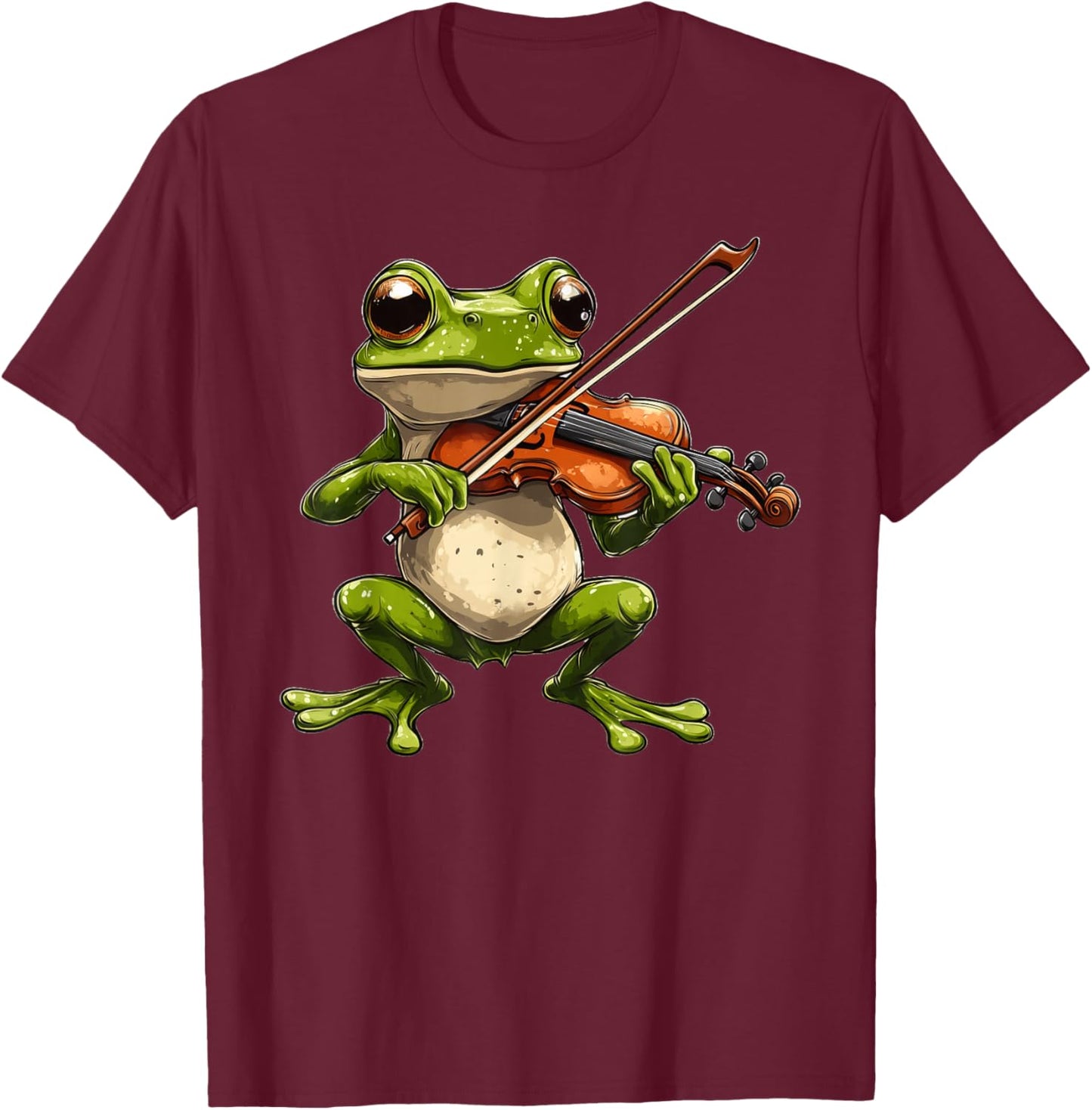 Frog Playing Violin Musician Music T-Shirt - T-Shirt | Maroon