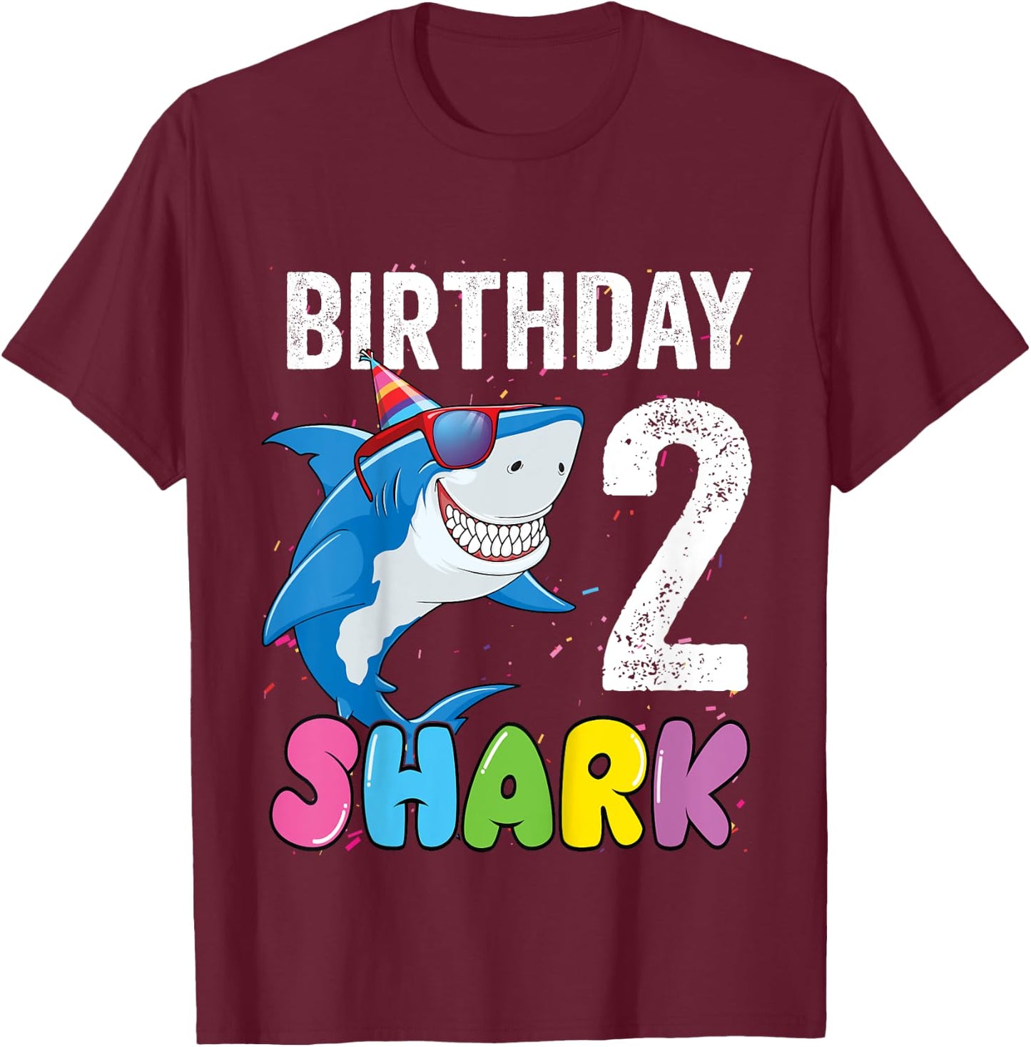 2nd Birthday Shark Shirt JawSome Kids Two Year Old Toddler T-Shirt - T-Shirt | Maroon