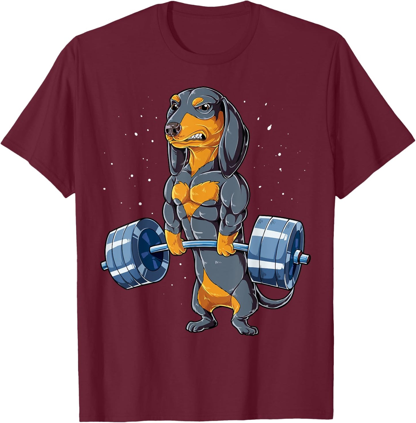 Dachshund Weightlifting Funny Deadlift Men Fitness Gym Gifts Small T-Shirt - T-Shirt | Maroon