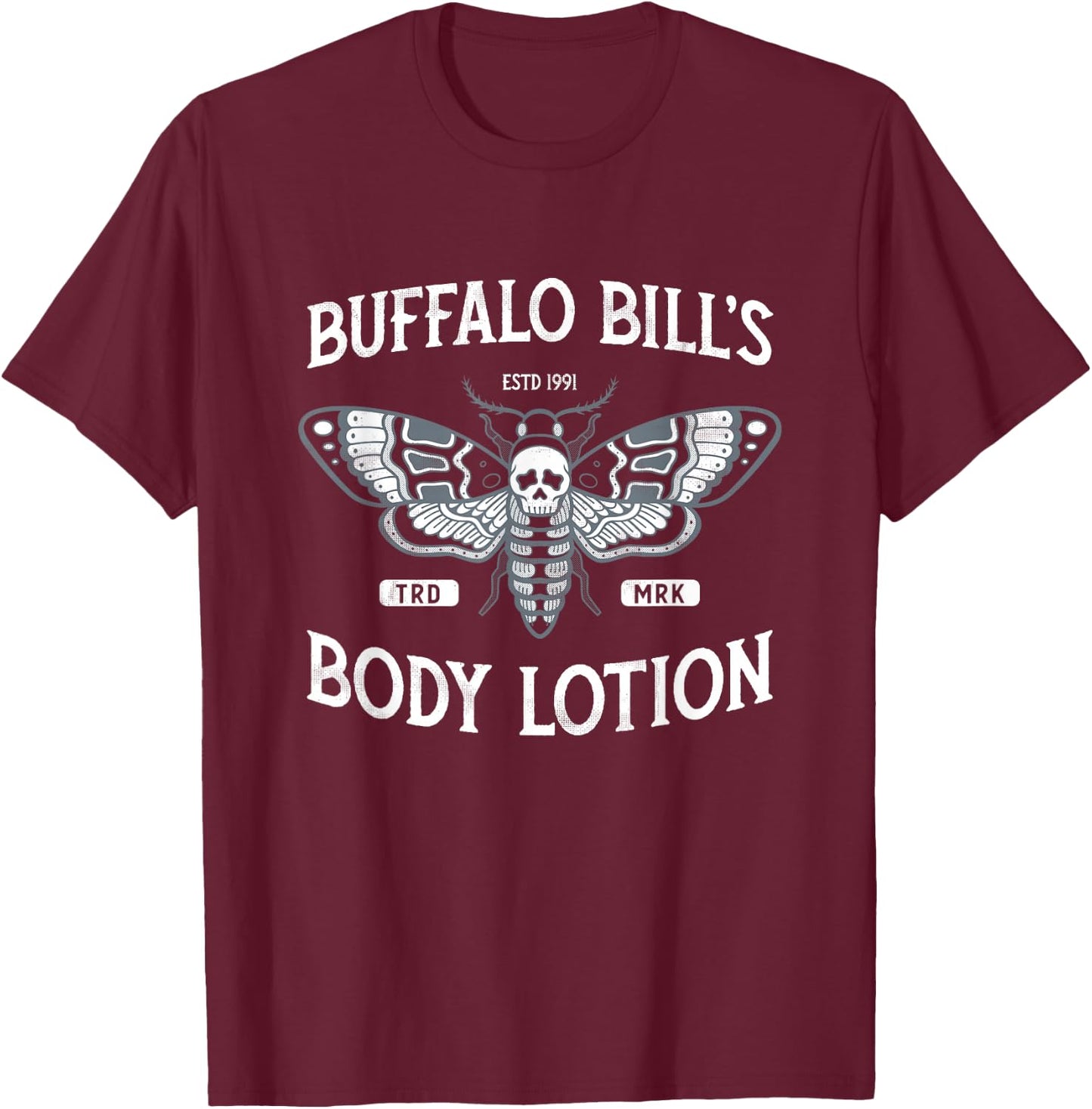 Goth Body Lotion - Deaths Head Moth - Horror T-Shirt - T-Shirt | Maroon