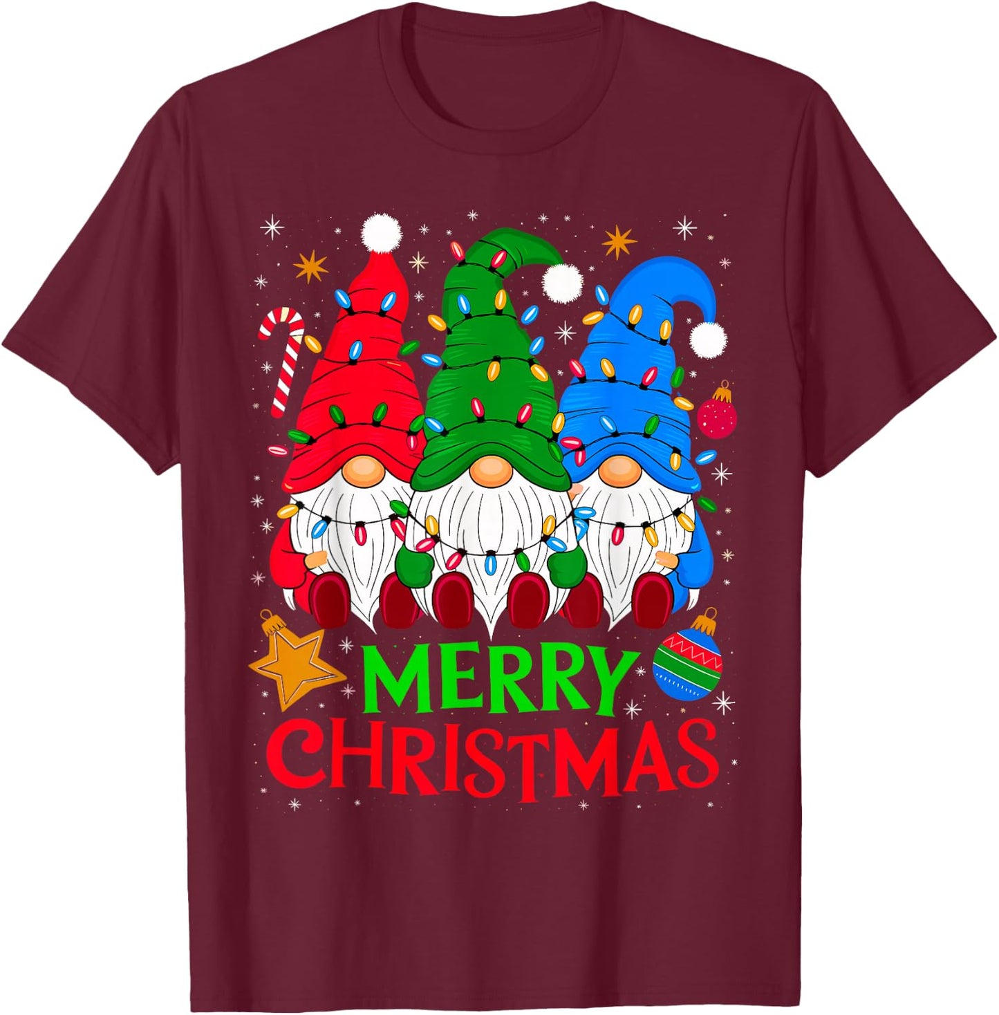 Gnomes Merry Christmas Xmas Matching T-Shirt - T-Shirt | Maroon