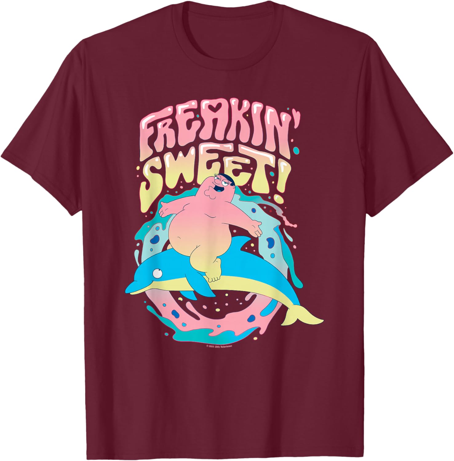 Family Guy Freakin Sweet Peter Griffin Colorful Chest Logo T-Shirt - T-Shirt | Maroon