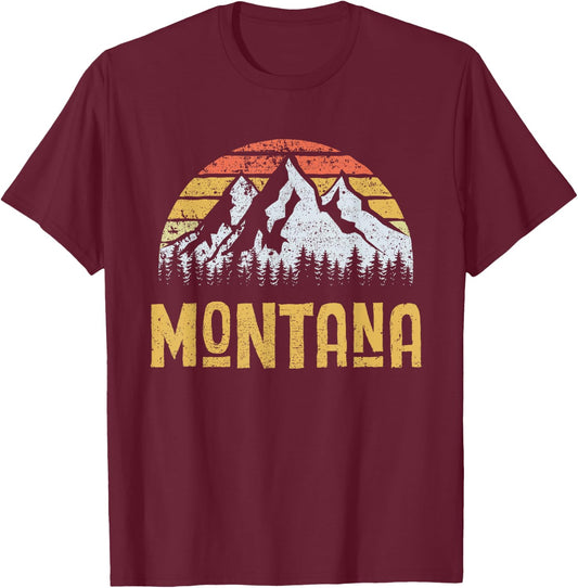 Vintage Retro MT Montana U.S. Mountain State T-Shirt - T-Shirt | Maroon