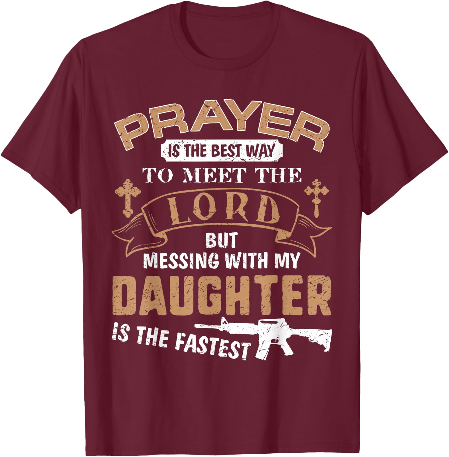 Father Day Funny For Proud Daddy Dad If You Mess My Daughter T-Shirt - T-Shirt | Maroon