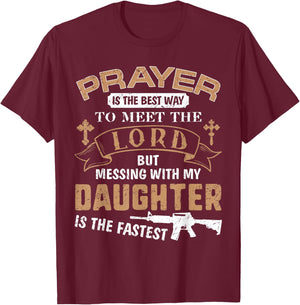 Father Day Funny For Proud Daddy Dad If You Mess My Daughter T-Shirt - T-Shirt | Maroon