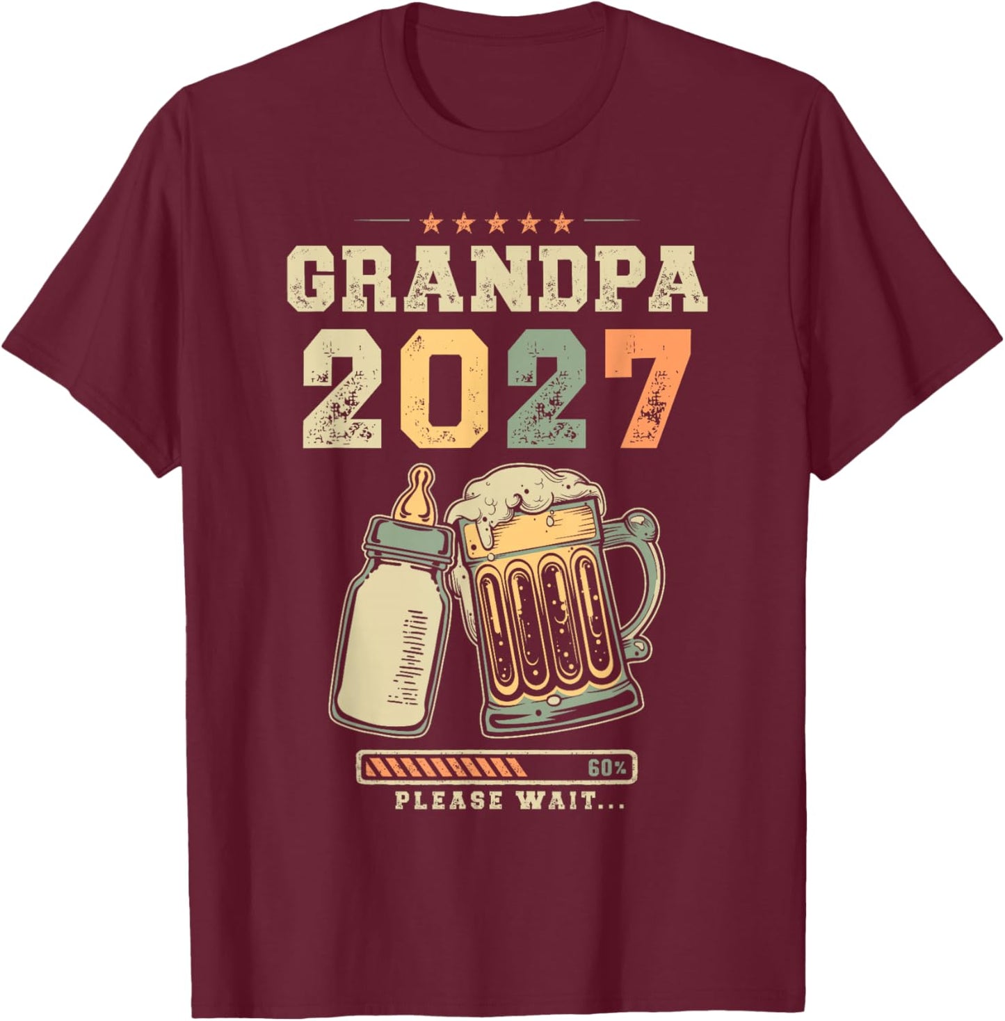 Gonna Be Grandpa 2027 Baby Reveal Grandfather to Be T-Shirt - T-Shirt | Maroon