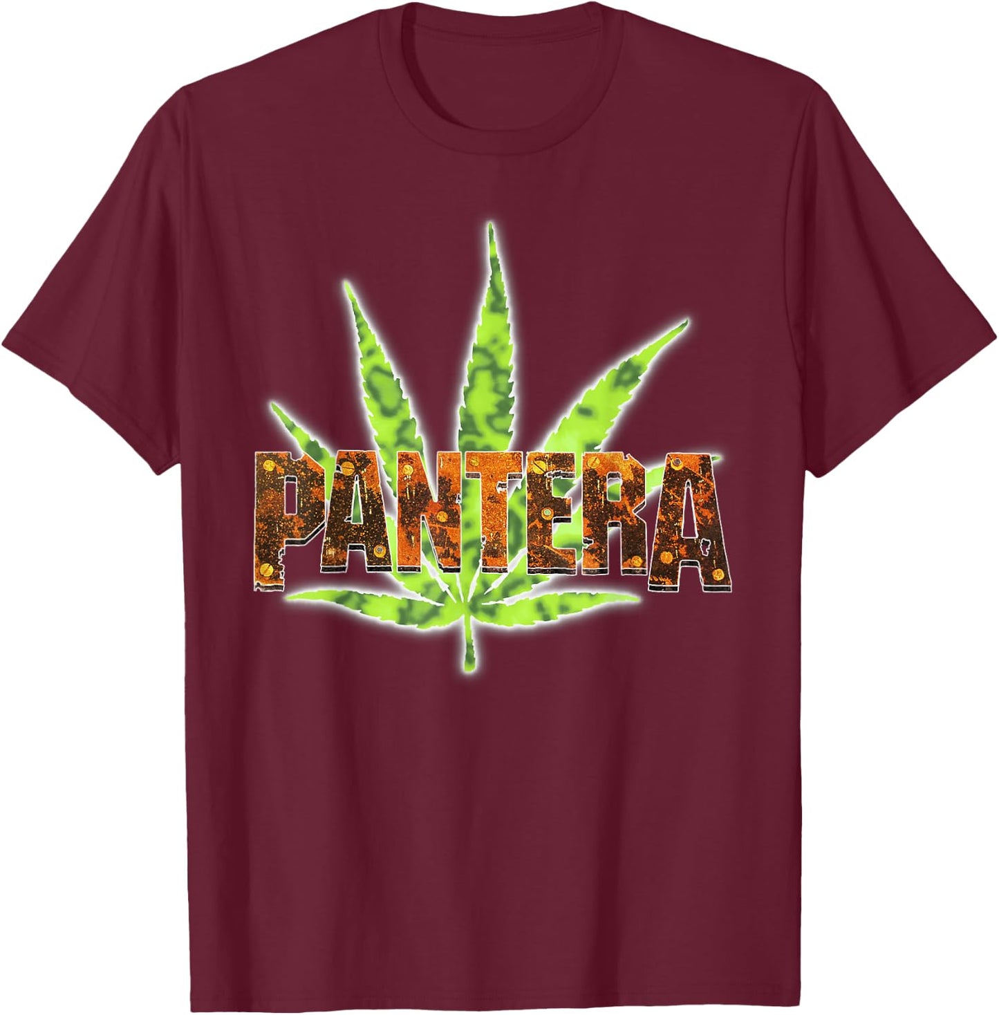 Pantera Official Vintage Leaf Logo Small T-Shirt - T-Shirt | Maroon