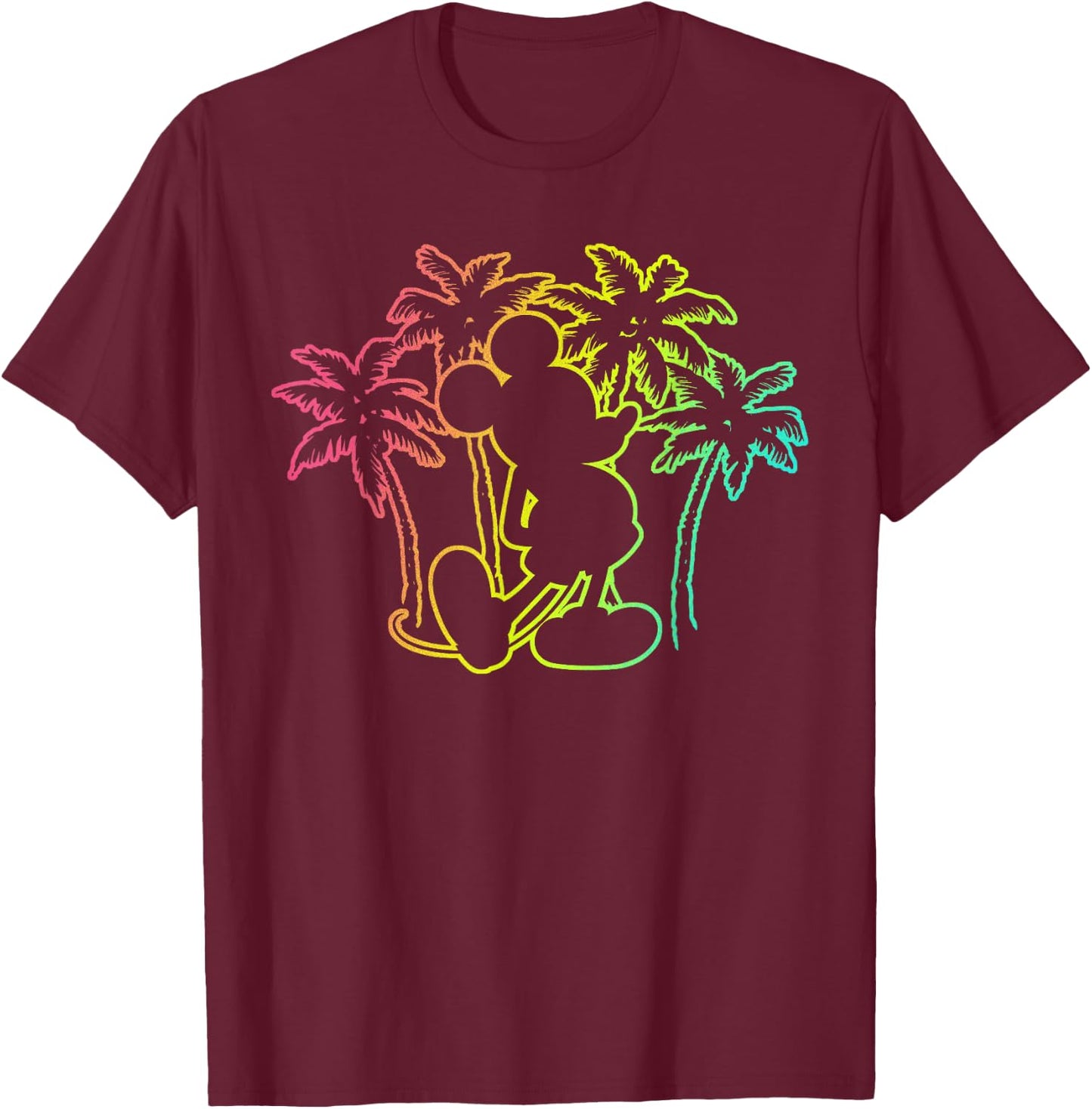 Disney - Mickey Mouse Silhouette Palm Trees T-Shirt - T-Shirt | Maroon