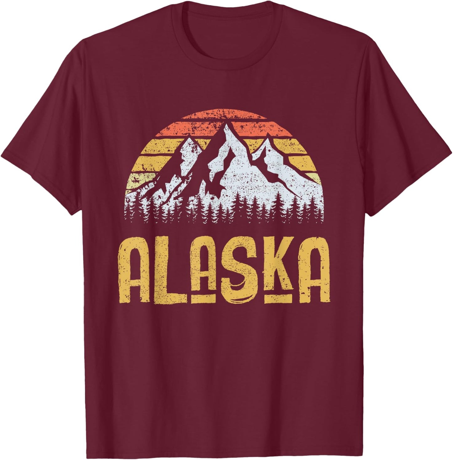 Vintage Retro Alaska U.S. Mountains Glacier T-Shirt - T-Shirt | Maroon