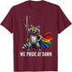 We Pride At Dawn Rainbow Raccoon Knight Sword Funny LGBTQ T-Shirt - T-Shirt | Maroon