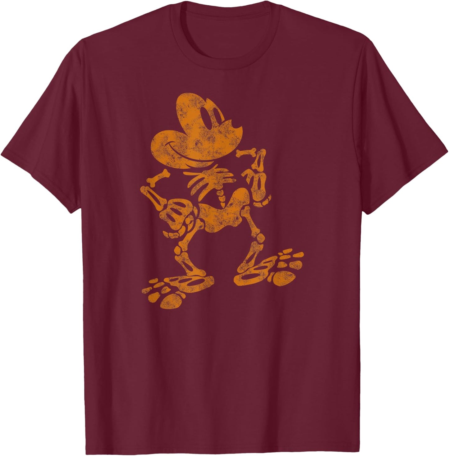 Disney Mickey Mouse Halloween Skeleton T-Shirt - T-Shirt | Maroon