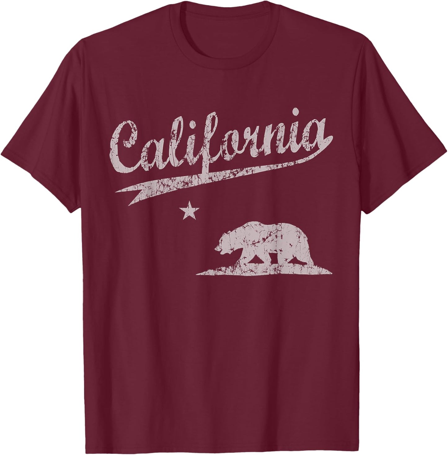 California Republic Flag Vintage Distressed Men Women Kids T-Shirt - T-Shirt | Maroon